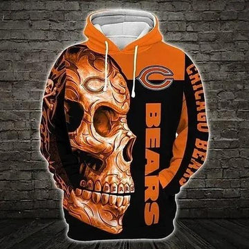 Chicago Bears Skull 3D Hoodie, NFL Hoodie Moonbestprint