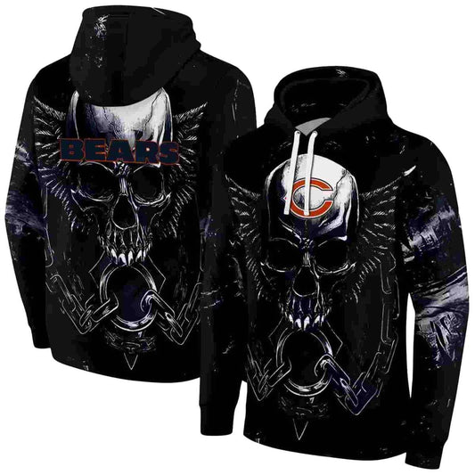 Chicago Bears Skull Artwork Skull Angel Blue Black AOP Hoodie -  Moonbestprint
