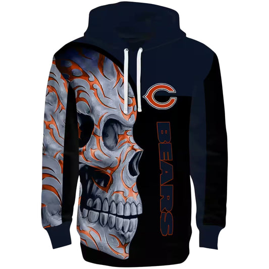 Chicago Bears Skull Motif Blue Black AOP Hoodie -  Moonbestprint