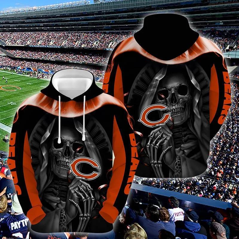 Chicago Bears Skull NFL 3D Hoodie, NFL Hoodie Moonbestprint
