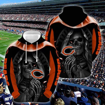 Chicago Bears Skull NFL 3D Hoodie, NFL Hoodie Moonbestprint