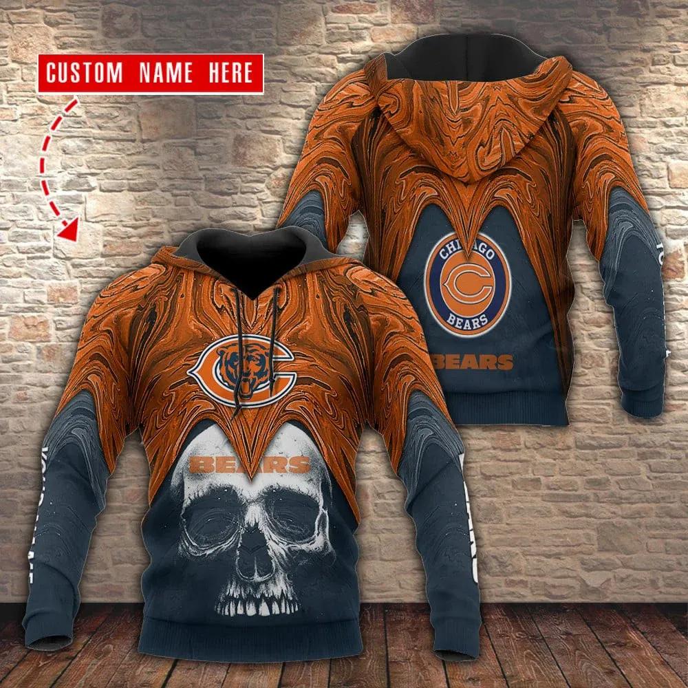 Chicago Bears Skull Personalized Hoodie, NFL Hoodie Moonbestprint