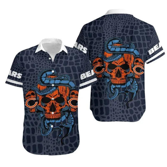 Chicago Bears Snake And Skull Hawaii Shirt Summer Collection, NFL Hawaiian Shirt Moonbestprint