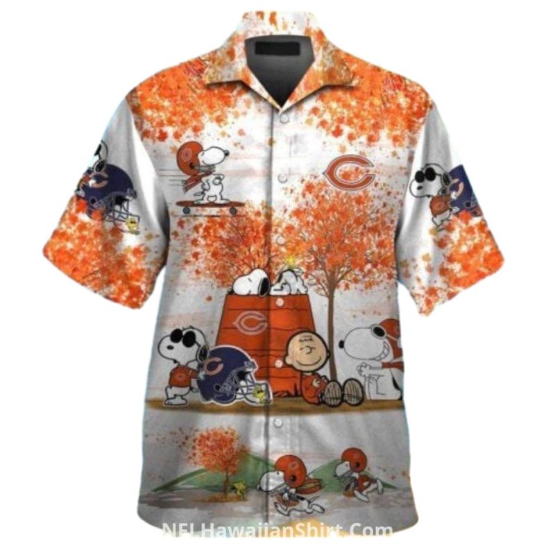 Chicago Bears Snoopy And Charlie Bears Autumn Hawaiian Shirt - Moonbestprint