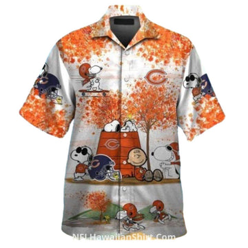 Chicago Bears Snoopy And Charlie Bears Autumn Hawaiian Shirt - Moonbestprint