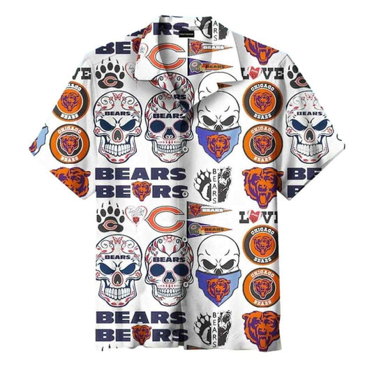 Chicago Bears Sugar Skull Pattern Hawaiian Shirt - Moonbestprint