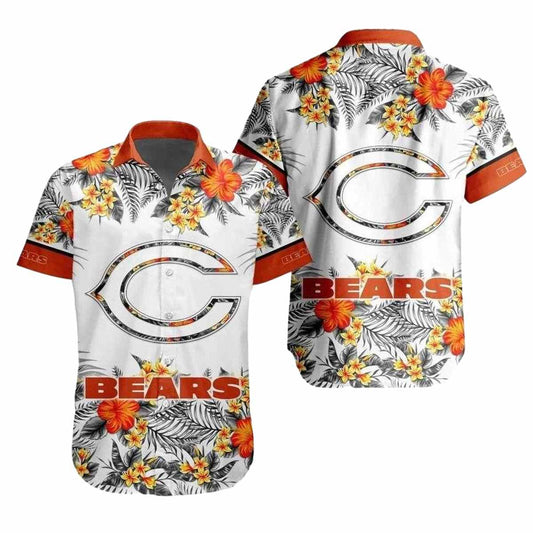 Chicago Bears Sunburst Orange Flair Hawaiian Shirt - Moonbestprint