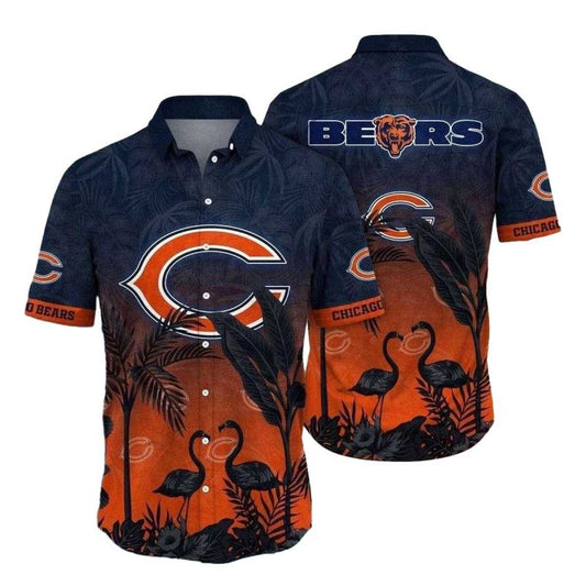 Chicago Bears Sunset Flamingo Hawaiian Shirt - Moonbestprint