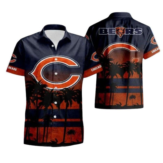 Chicago Bears Sunset Palm Tropical Evening Vibes Hawaiian Shirt - Moonbestprint