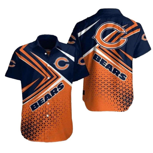 Chicago Bears Sunset Stripes Blue And Orange Hawaiian Shirt - Moonbestprint