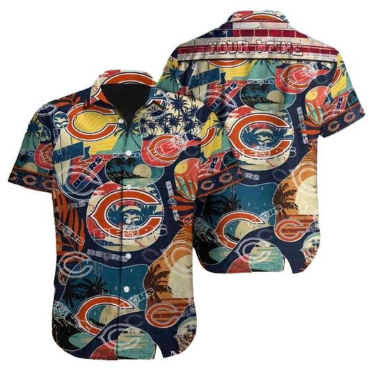 Chicago Bears Surf And Turf Retro Hawaiian Shirt - Moonbestprint