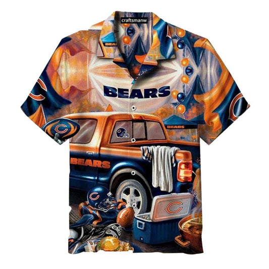 Chicago Bears Tailgate Party Truck And Team Logo Hawaiian Shirt - Moonbestprint