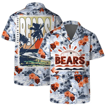 Chicago Bears Team Logo Pattern Football Hawaiian Shirt, NFL Hawaiian Shirt Moonbestprint