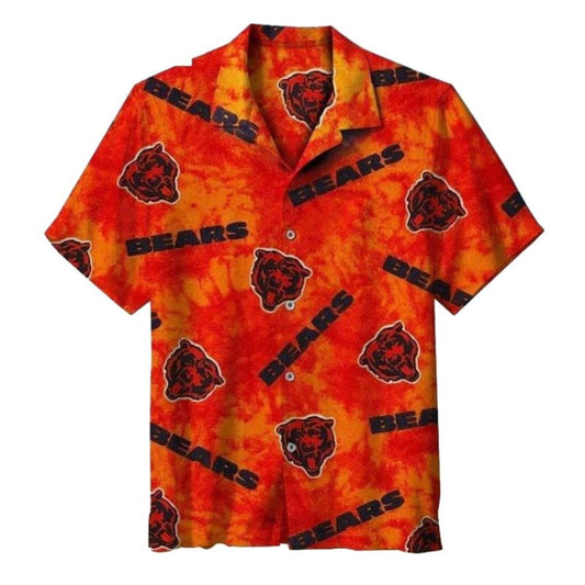 Chicago Bears Tie Dye Orange Logo Hawaiian Shirt - Moonbestprint