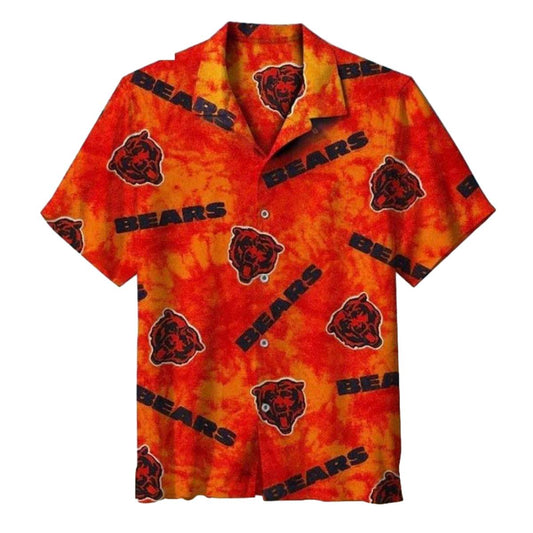 Chicago Bears Tie Dye Orange Logo Hawaiian Shirt - Moonbestprint