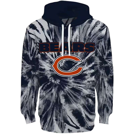 Chicago Bears Tie Dye Pattern Blue AOP Hoodie -  Moonbestprint