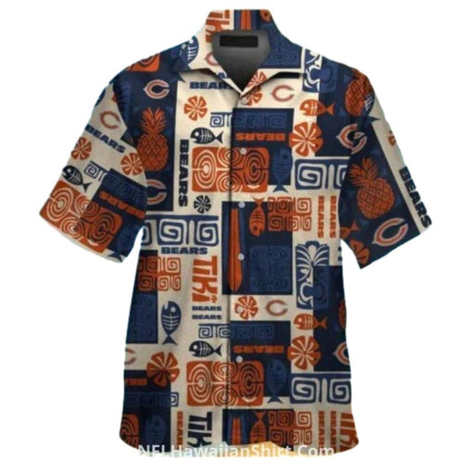 Chicago Bears Tribal Pattern With Tiki Elements Hawaiian Shirt - Moonbestprint