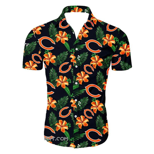 Chicago Bears Tropical Flower Hawaiian Shirt - Moonbestprint