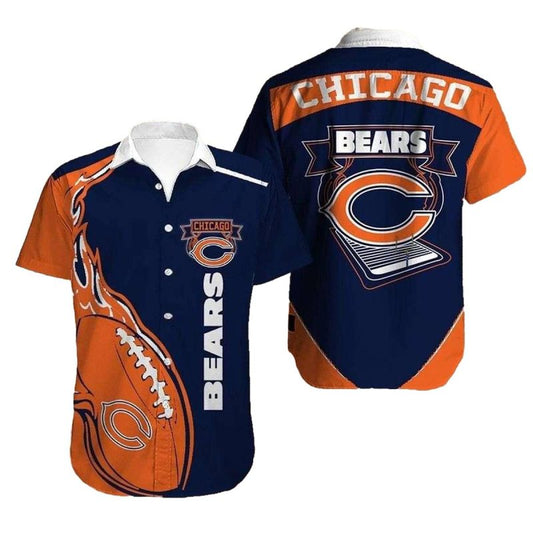 Chicago Bears Tropical Touchdown Flame Ball Hawaiian Shirt - Moonbestprint
