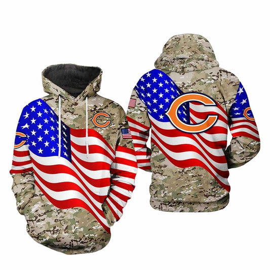 Chicago Bears US Flag Camo Veteran AOP Hoodie -  Moonbestprint