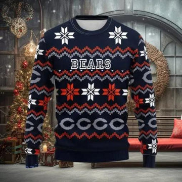 Chicago Bears Ugly Christmas Sweater, NFL Chritsmas Sweater Moonbestprint
