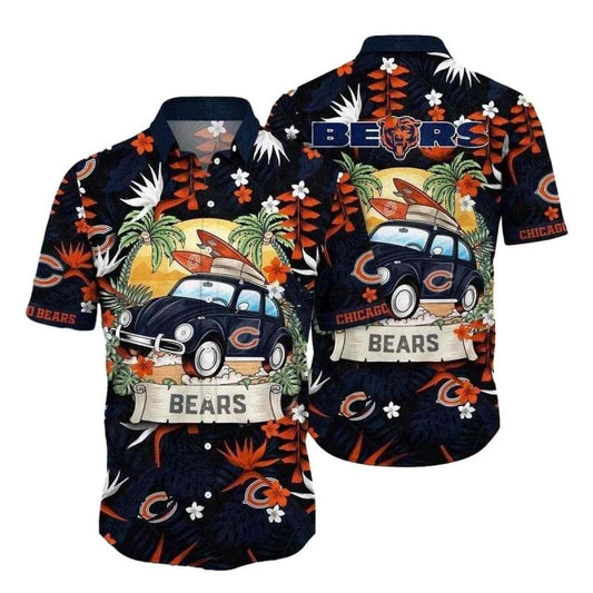 Chicago Bears Vintage Car Cruise Vacation Hawaiian Shirt - Moonbestprint