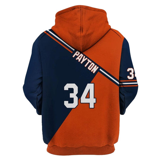 Chicago Bears Walter Payton 34 Signature Blue And Orange AOP Hoodie -  Moonbestprint