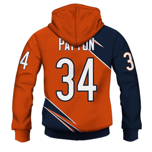 Chicago Bears Walter Payton 34 with Signature AOP Hoodie -  Moonbestprint