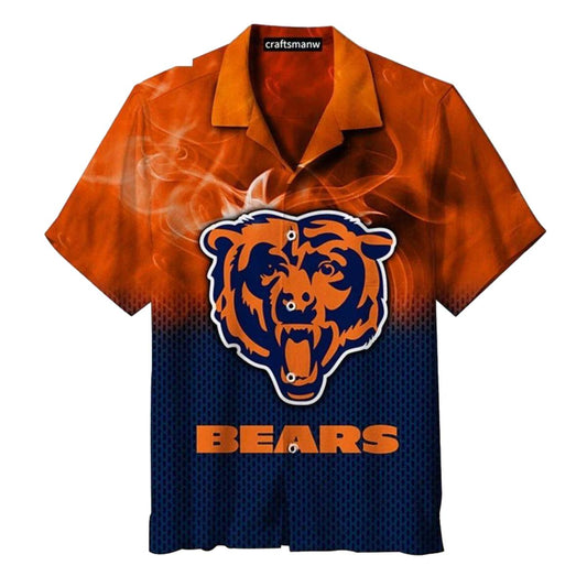 Chicago Bears With Fiery Smoke And Bold Logo Hawaiian Shirt - Moonbestprint