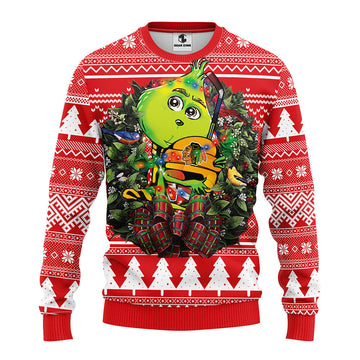 Chicago Blackhawks Grinch Hug Ugly Christmas Sweater, Grinch Xmas Sweater Moonbestprint