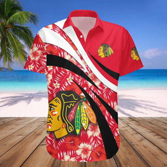 Chicago Blackhawks Hawaiian Shirt Hibiscus Sport Style - NHL, NHL Hawaiian Shirt Moonbestprint