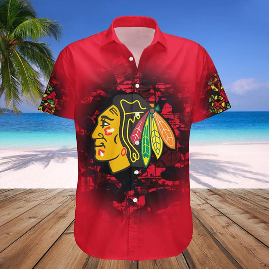 Chicago Blackhawks Hawaiian Shirt Camouflage Vintage - NHL, NHL Hawaiian Shirt Moonbestprint