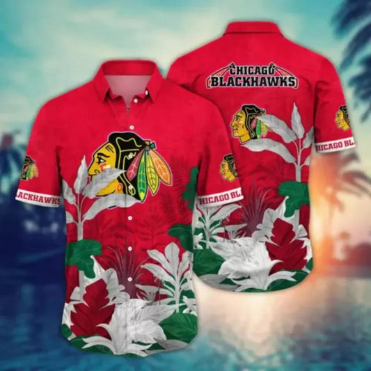 Chicago Blackhawks NHL Hawaiian Shirt Aloha Shirt, NHL Hawaiian Shirt Moonbestprint
