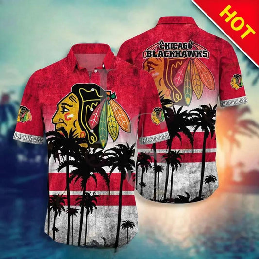 Chicago Blackhawks NHL Hawaiian Shirt Style Hot Trending Summer, NHL Hawaiian Shirt Moonbestprint