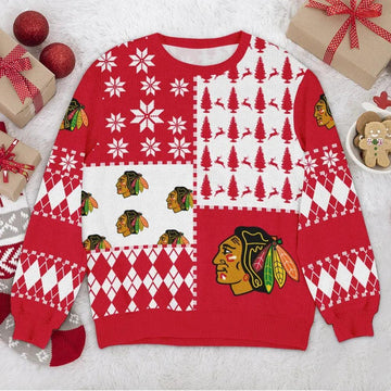 Chicago Blackhawks NHL Ugly Christmas Sweater, NHL Christmas Sweater Moonbestprint