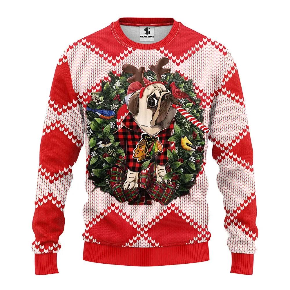 Chicago Blackhawks Pub Dog Ugly Christmas Sweater, NHL Christmas Sweater Moonbestprint
