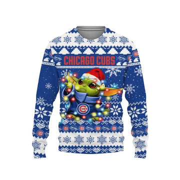 Chicago Cubs Baby Yoda Star Wars Ugly Christmas Sweater, MLB Christmas Sweater Moonbestprint