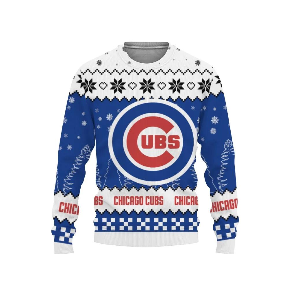 Chicago Cubs Big Logo Ugly Sweater, MLB Christmas Sweater Moonbestprint