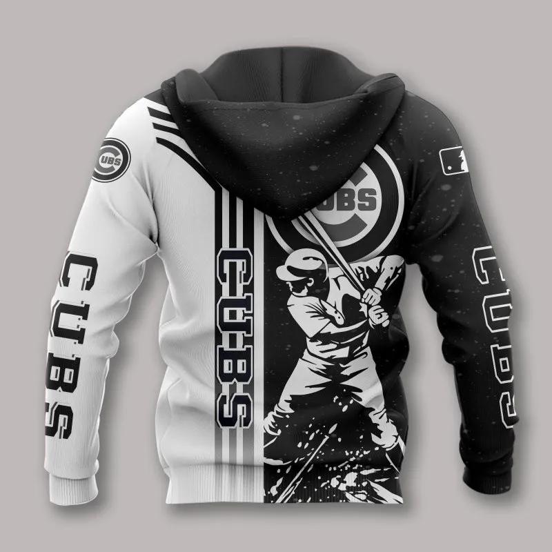 Chicago Cubs  Black And White All Over Print Apparel 2, MLB Hoodie Moonbestprint