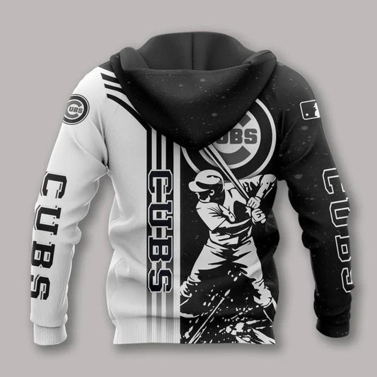Chicago Cubs  Black And White All Over Print Apparel 2, MLB Hoodie Moonbestprint