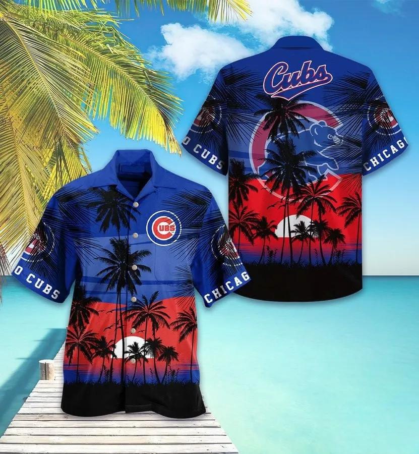Chicago Cubs Blue Sunset Red Hawaiian Shirt, MLB Hawaiian Shirt Moonbestprint