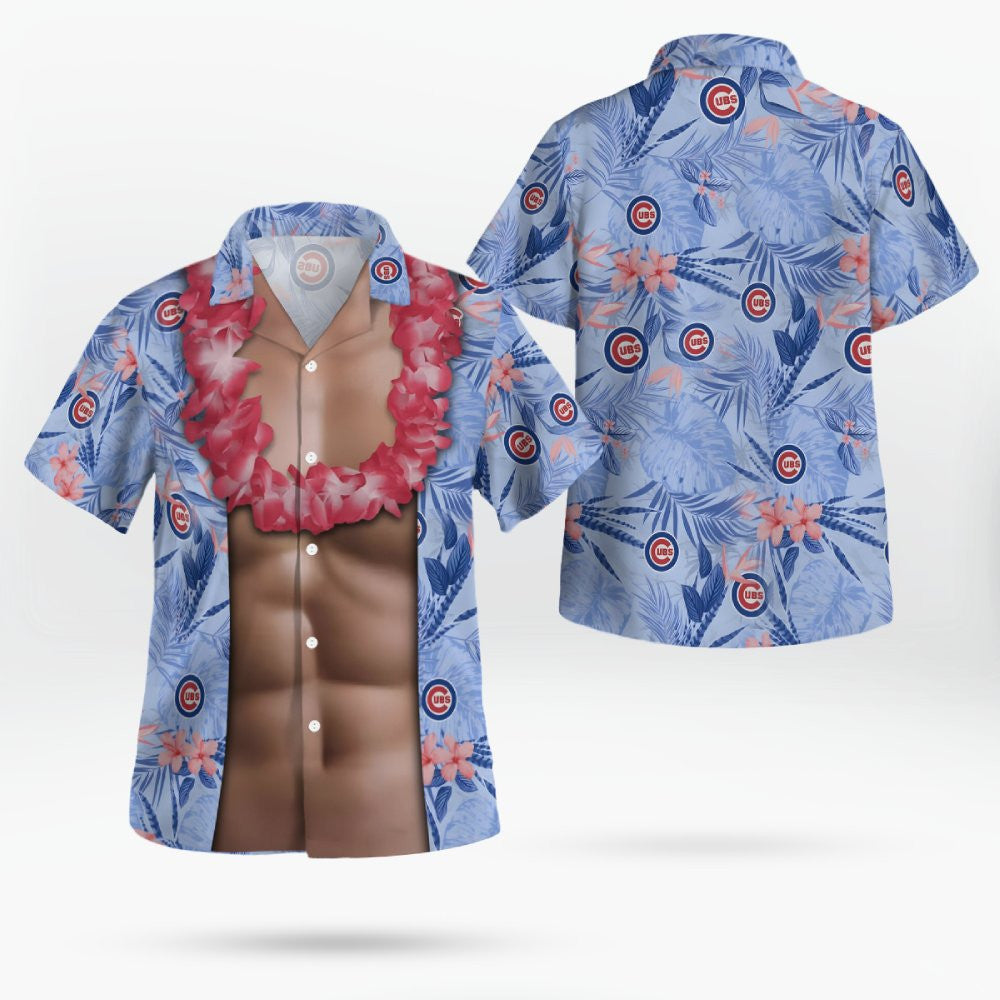 Chicago Cubs Chest Illusion Blue Aloha Hawaiian Shirt – Moonbestprint