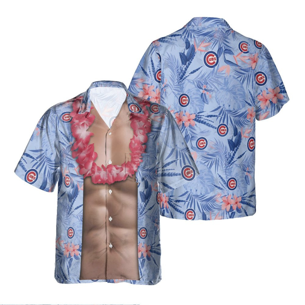 Chicago Cubs Chest Illusion Blue Aloha Hawaiian Shirt – Moonbestprint