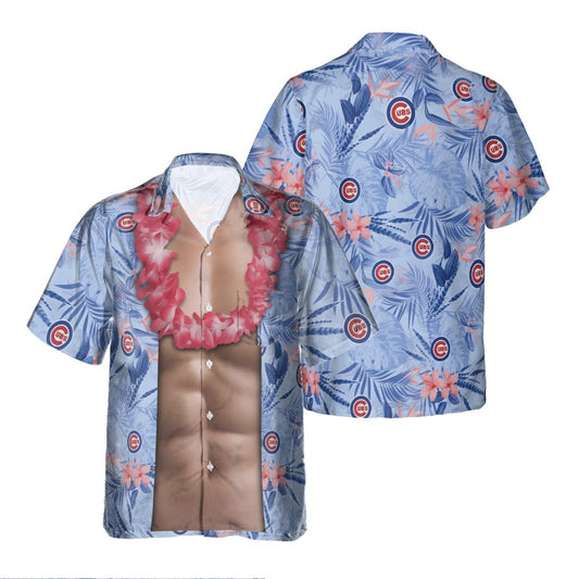 Chicago Cubs Chest Illusion Blue Aloha Hawaiian Shirt – Moonbestprint