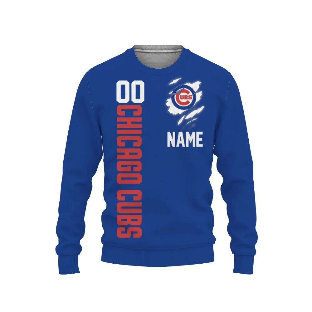 Chicago Cubs Custom Name Number Ugly Christmas Sweater, MLB Christmas Sweater Moonbestprint