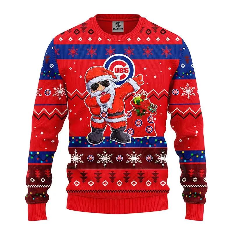 Chicago Cubs Dabbing Santa Claus Ugly Christmas Sweater, MLB Christmas Sweater Moonbestprint