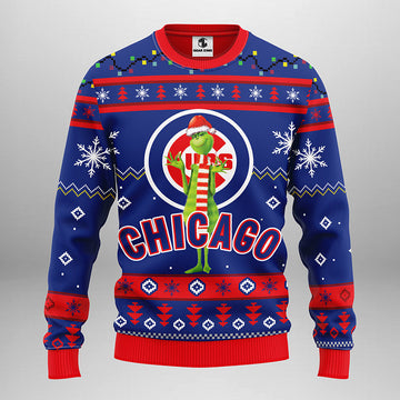 Chicago Cubs Funny Grinch Ugly Christmas Sweater, Grinch Xmas Sweater Moonbestprint