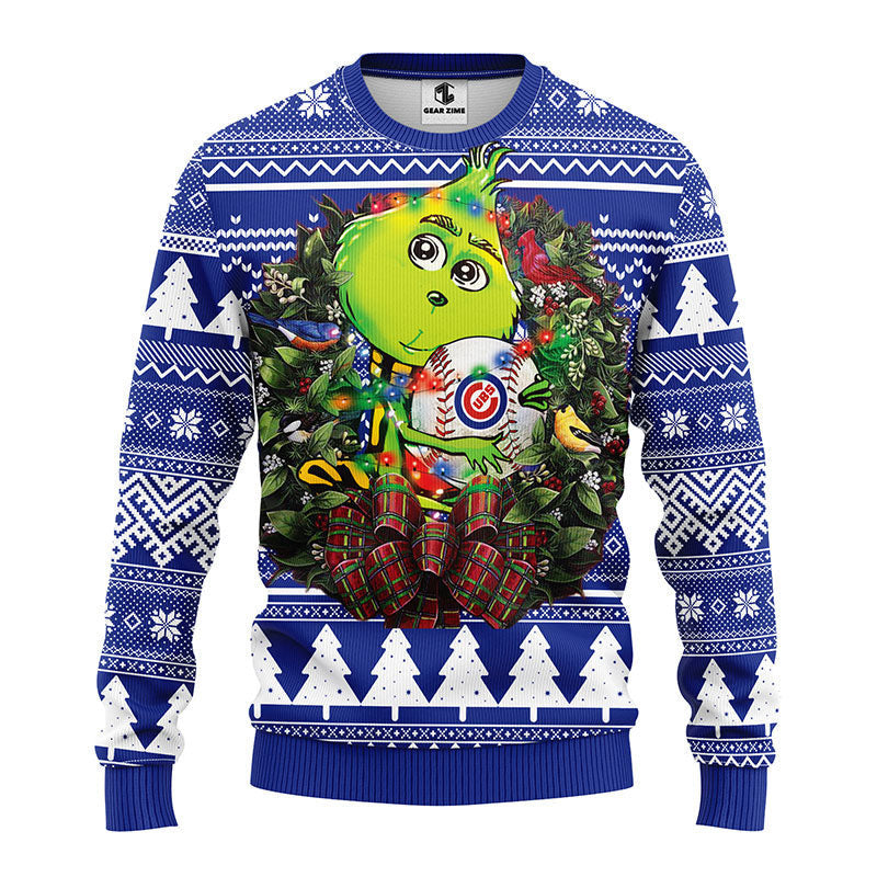 Chicago Cubs Grinch Hug Ugly Christmas Sweater, Grinch Xmas Sweater Moonbestprint