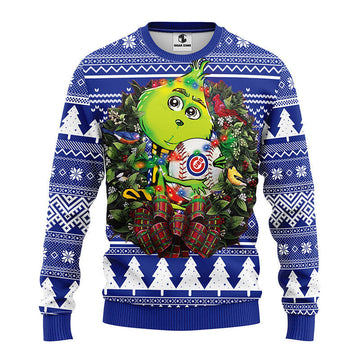 Chicago Cubs Grinch Hug Ugly Christmas Sweater, Grinch Xmas Sweater Moonbestprint