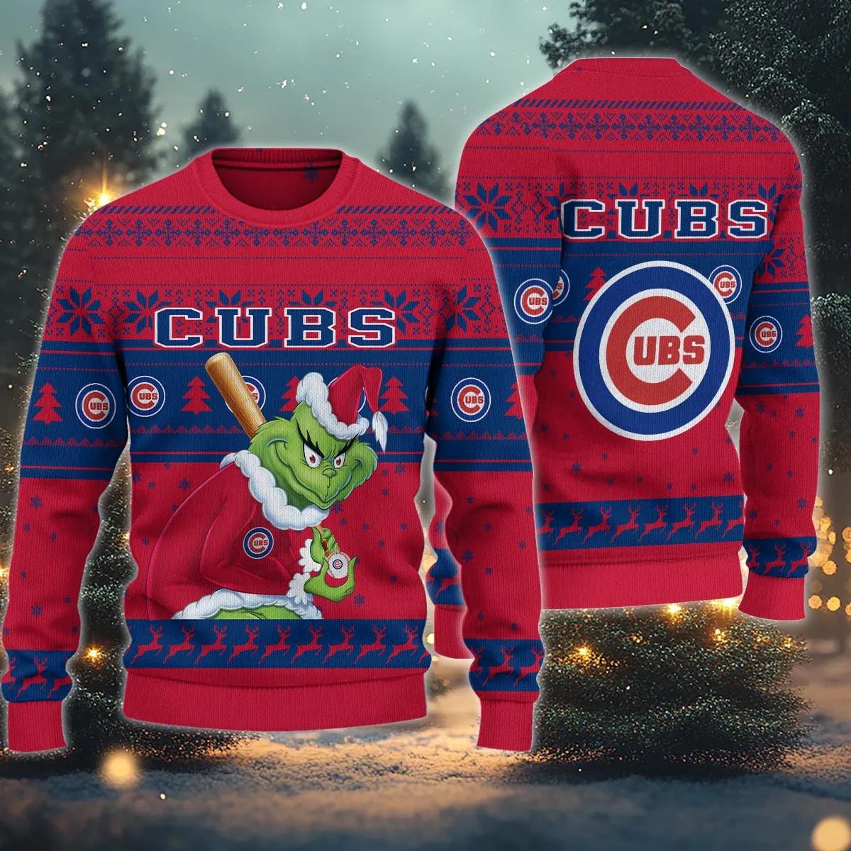 Chicago Cubs Grinch Stolen Ugly Christmas Sweater, MLB Christmas Sweater Moonbestprint